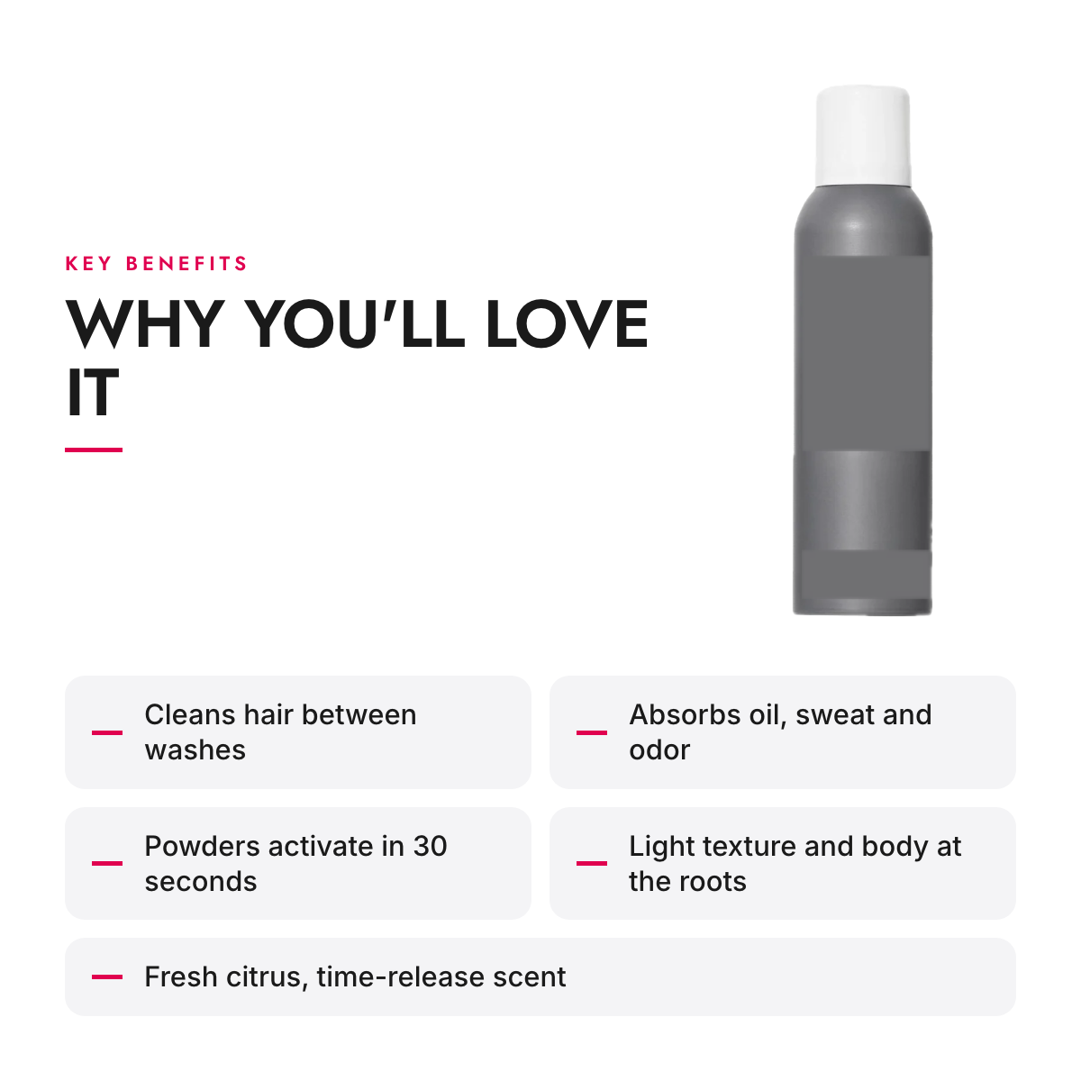 Key benefits of the Oil-Absorbing Dry Shampoo Spray, 5.5 oz