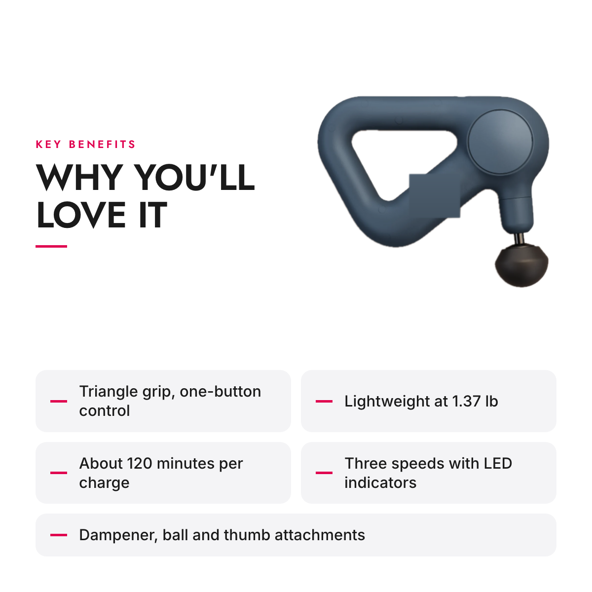 Key benefits of the Lightweight Percussion Massage Gun with 3 Attachments