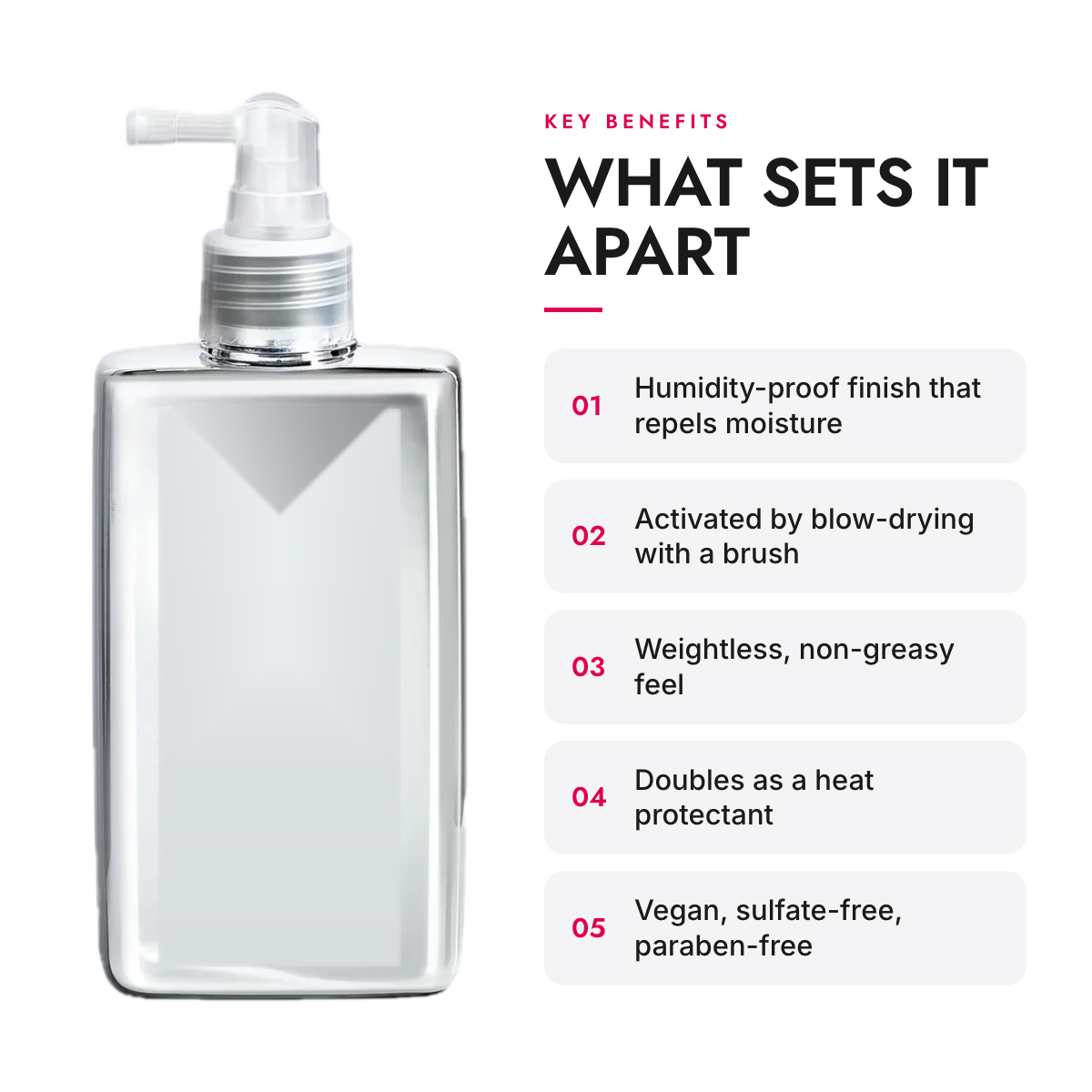 Key benefits of the Heat-Activated Anti-Frizz Spray, 200 ml