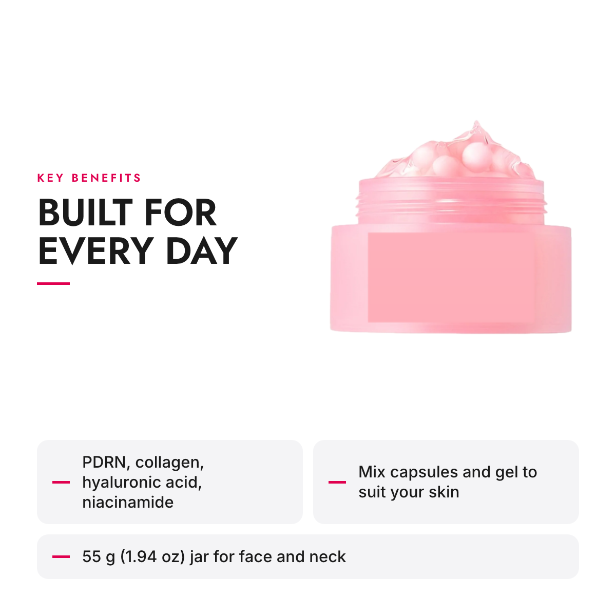 Key benefits of the PDRN Capsule Gel Cream with Collagen and Niacinamide, 55 g