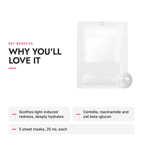 Key benefits of the Aftercare Hydrating Sheet Mask with Centella and Niacinamide, 5 Pack
