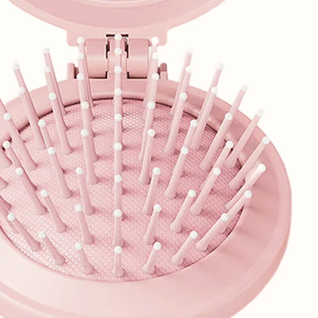Compact Folding Mini Hairbrush with Built-In Mirror, photo 3
