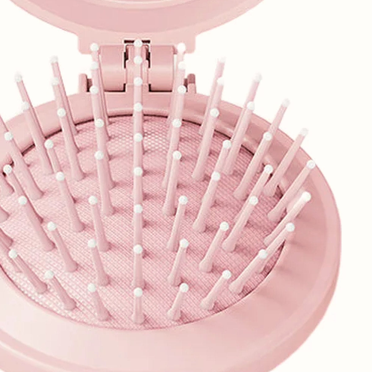 Compact Folding Mini Hairbrush with Built-In Mirror, photo 3