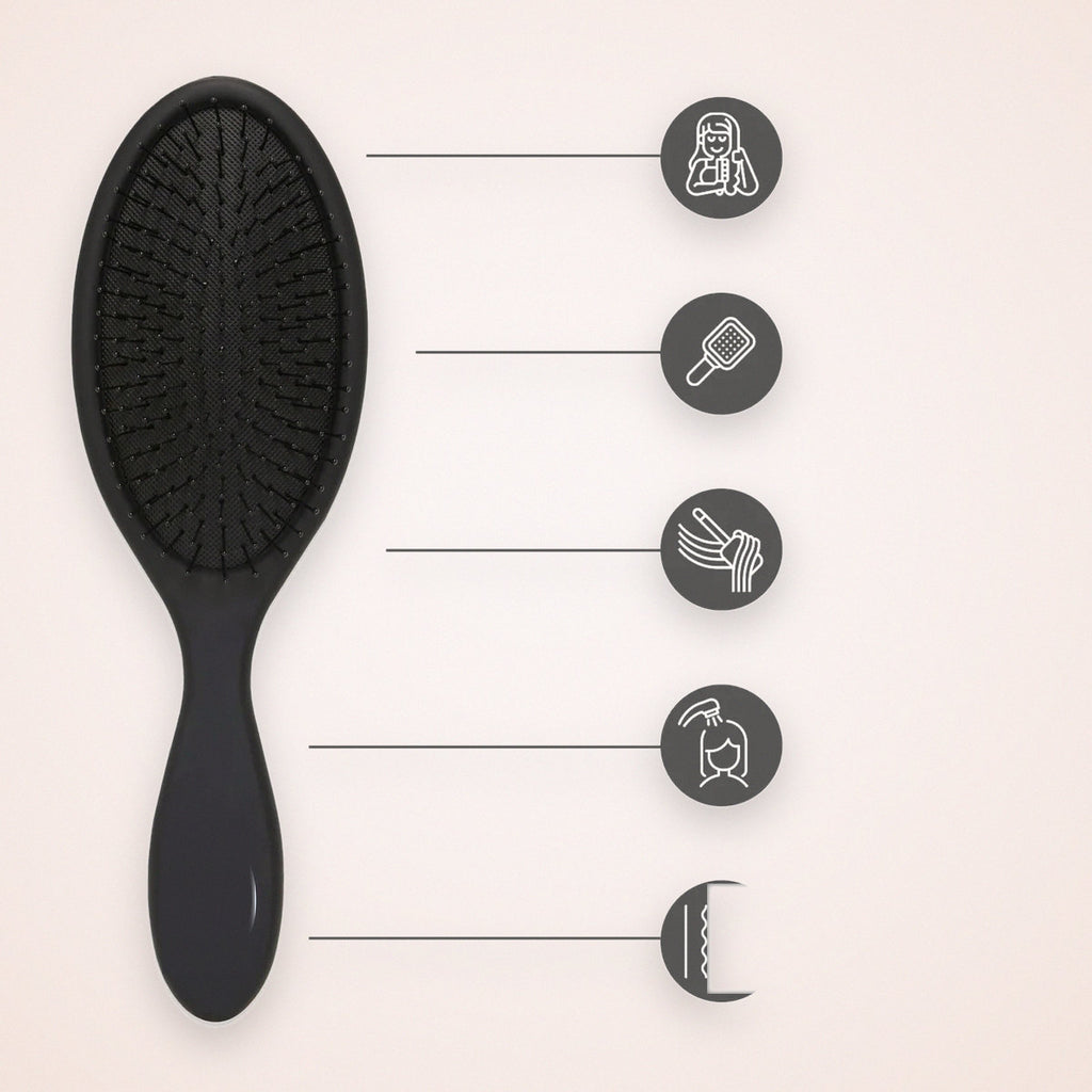 Detangling Hair Brush with Flexible Bristles, Black, photo 5