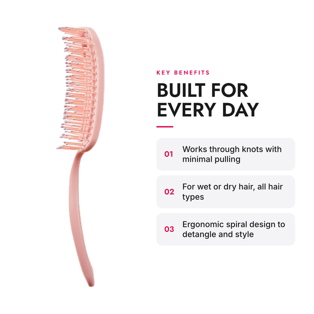 Key benefits of the Spiral Detangling Brush for Wet or Dry Hair, Pink