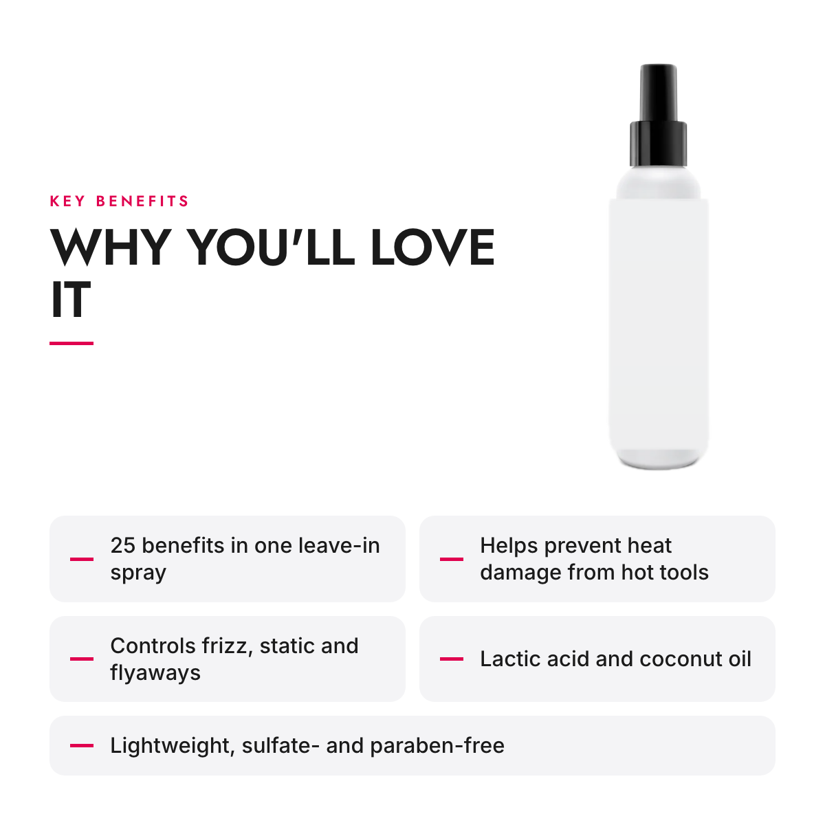 Key benefits of the Multi-Benefit Leave-In Conditioner Spray, 150 ml