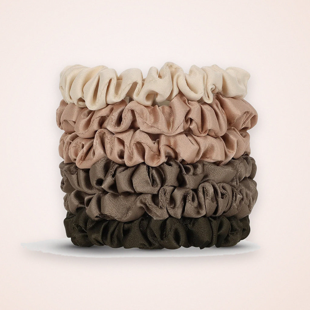 Petite Satin Scrunchies, Set of 6, Neutral Shades, photo 2