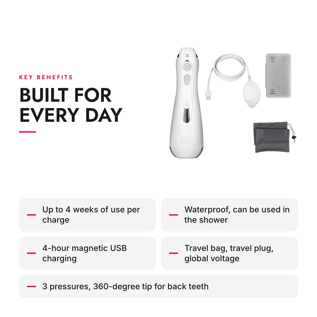 Key benefits of the Cordless Rechargeable Water Flosser with Magnetic Charging and Travel Bag