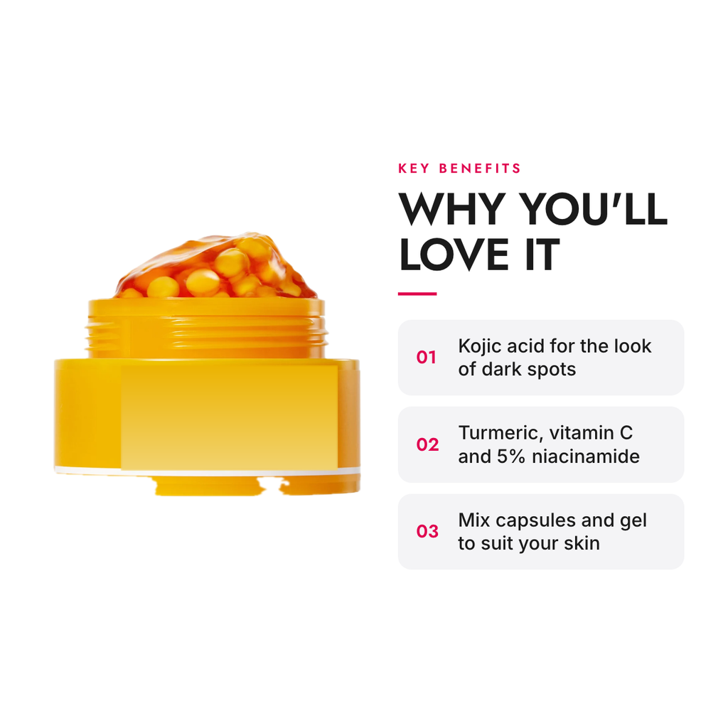 Key benefits of the Kojic Acid and Turmeric Capsule Gel Cream with Niacinamide, 53 g