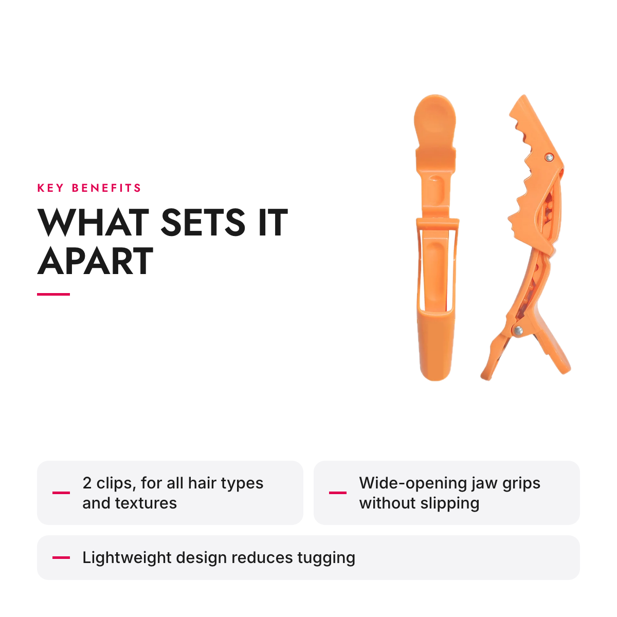 Key benefits of the Alligator Hair Sectioning Clips with Wide-Opening Jaw, Set of 2