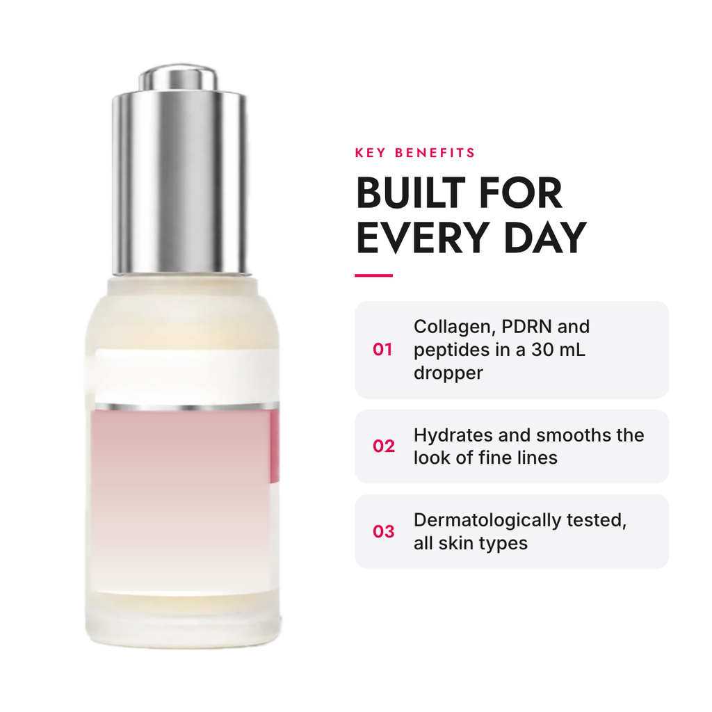 Key benefits of the Collagen Firming Face Serum with PDRN and Peptides, 30 mL Dropper Bottle