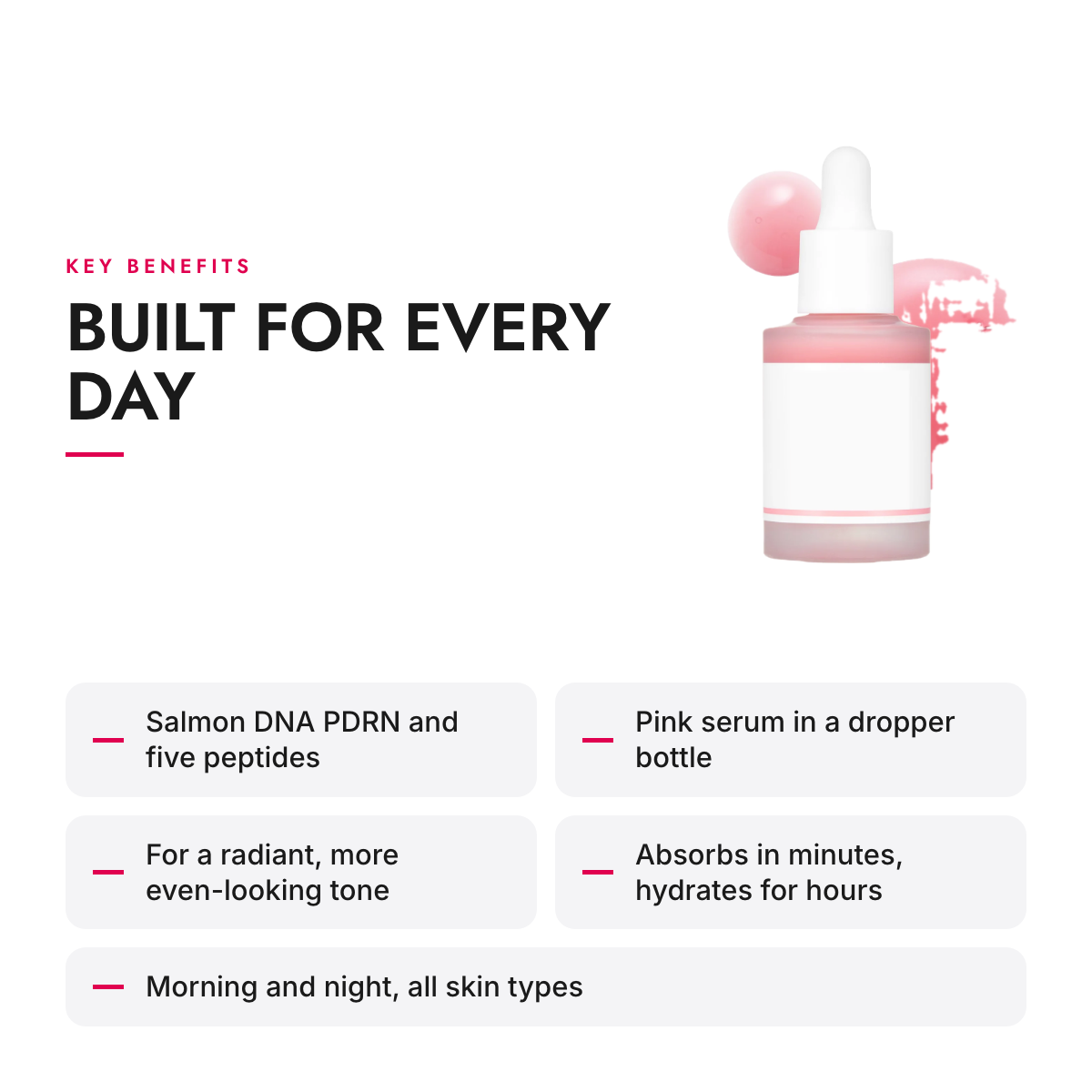 Key benefits of the PDRN Peptide Glow Serum with Niacinamide, 30 ml