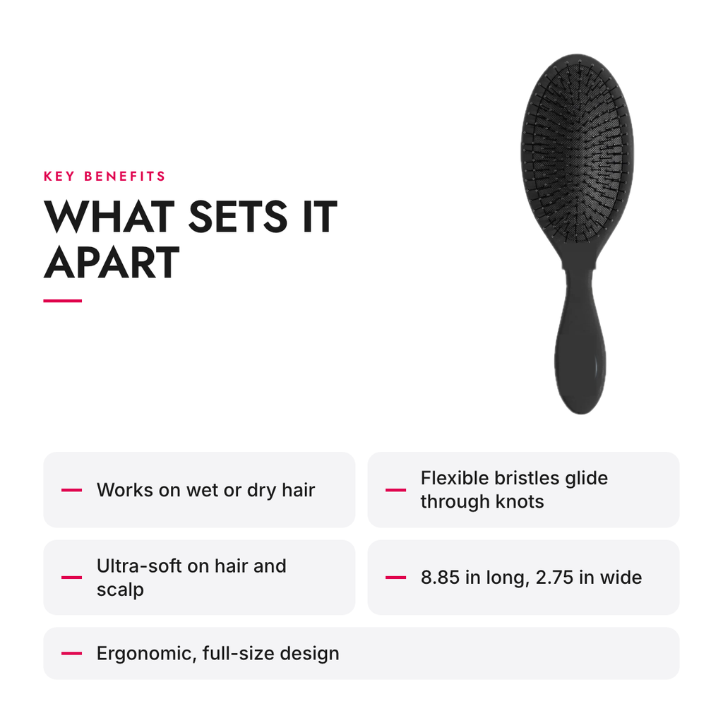 Key benefits of the Detangling Hair Brush with Flexible Bristles, Black