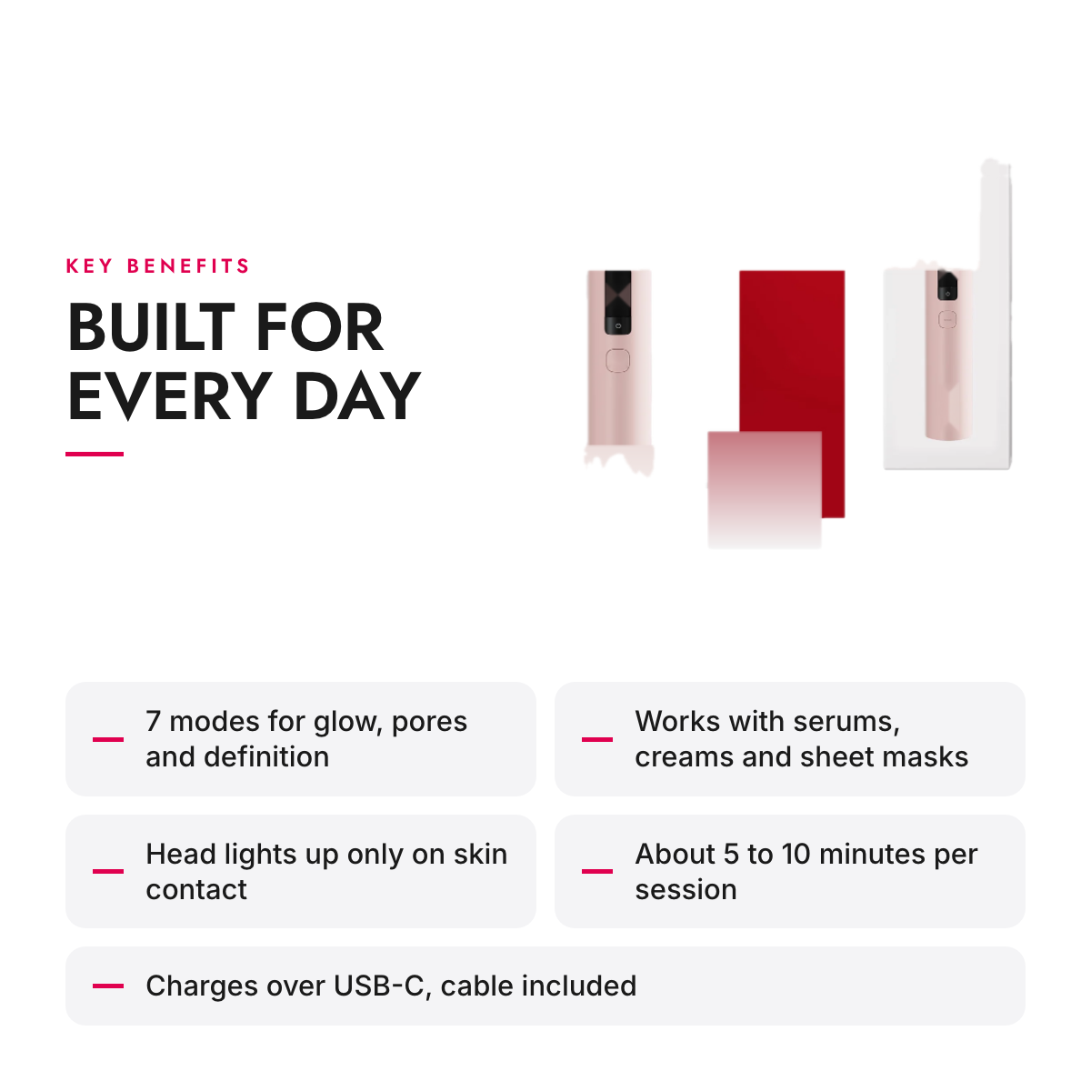 Key benefits of the 7-Mode Dual-Head Facial Device with App Connectivity