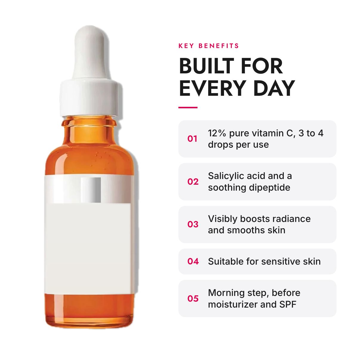 Key benefits of the 12% Pure Vitamin C Anti-Wrinkle Face Serum, 30 ml