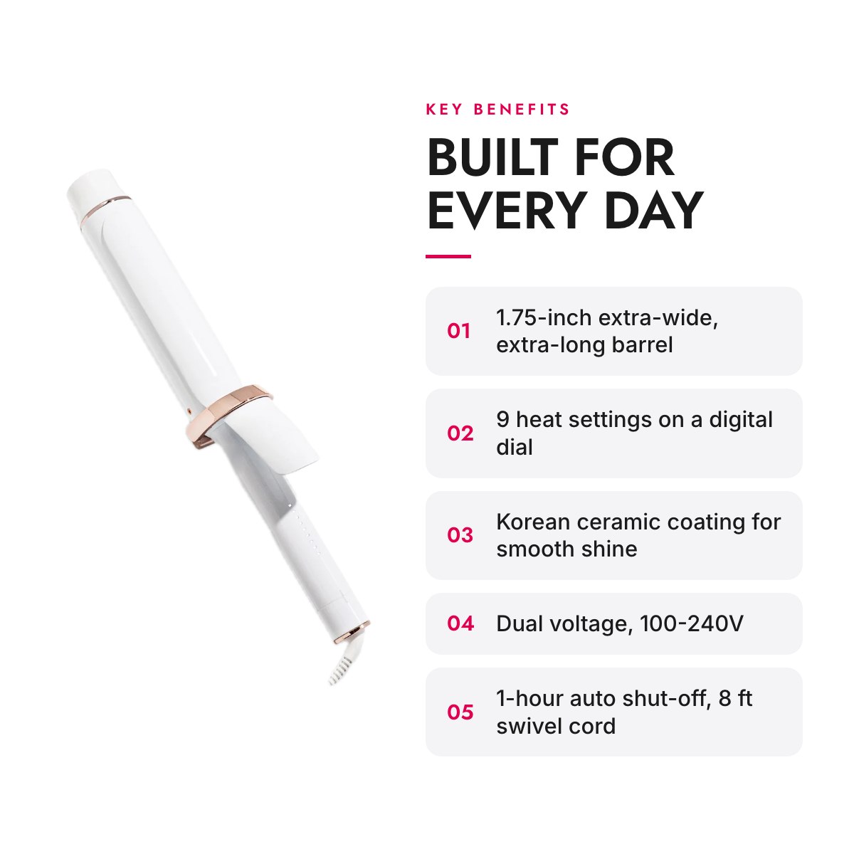 Key benefits of the 1.75-Inch Extra-Long Ceramic Curling Iron for Blowout Waves