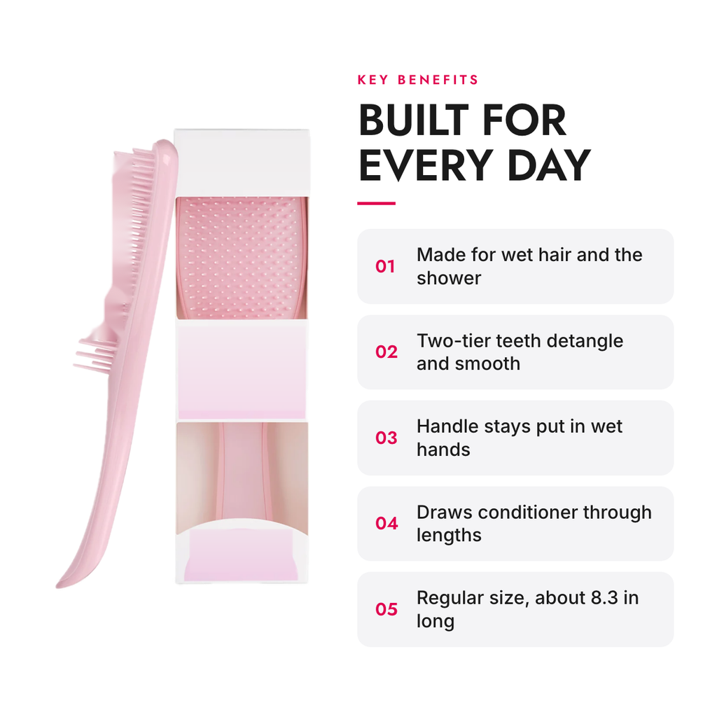 Key benefits of the Wet Detangling Hair Brush with Two-Tier Teeth, Pink