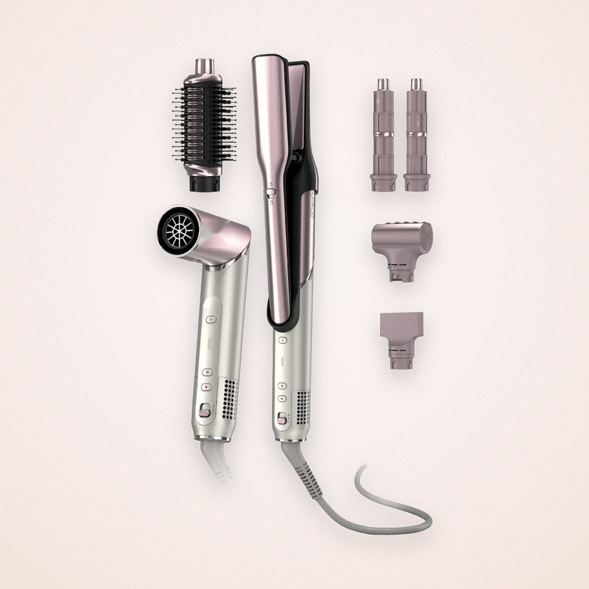 6-in-1 Air Styler and Hair Dryer with Ceramic Air Straightener, Round Brush and Auto-Wrap Curlers, photo 1