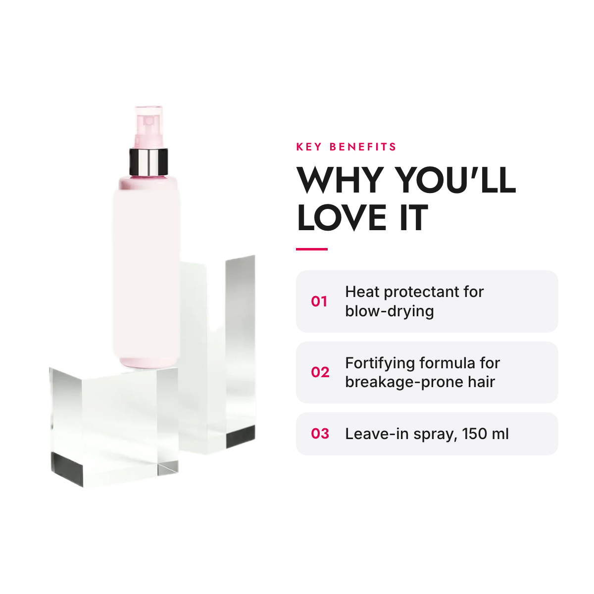Key benefits of the Fortifying Heat-Protect Blow-Dry Fluid for Breakage-Prone Hair, 150 ml