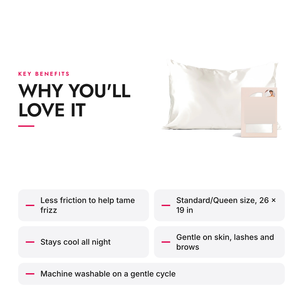 Key benefits of the Satin Pillowcase with Zipper, Ivory, Standard/Queen