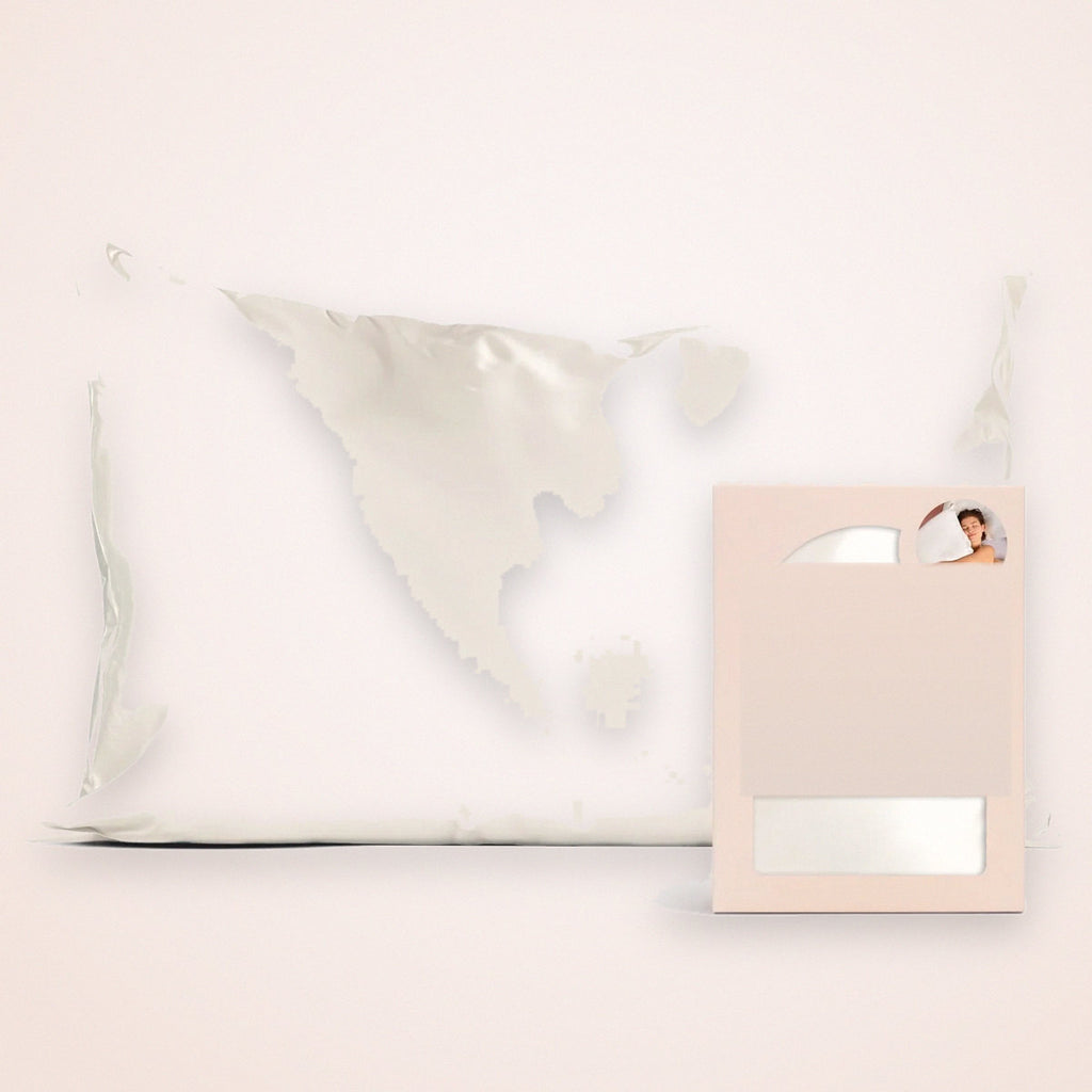 Satin Pillowcase with Zipper, Ivory, Standard/Queen, photo 1