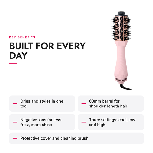 Key benefits of the 2-in-1 Titanium Blow-Dryer Brush, 60mm Oval Barrel