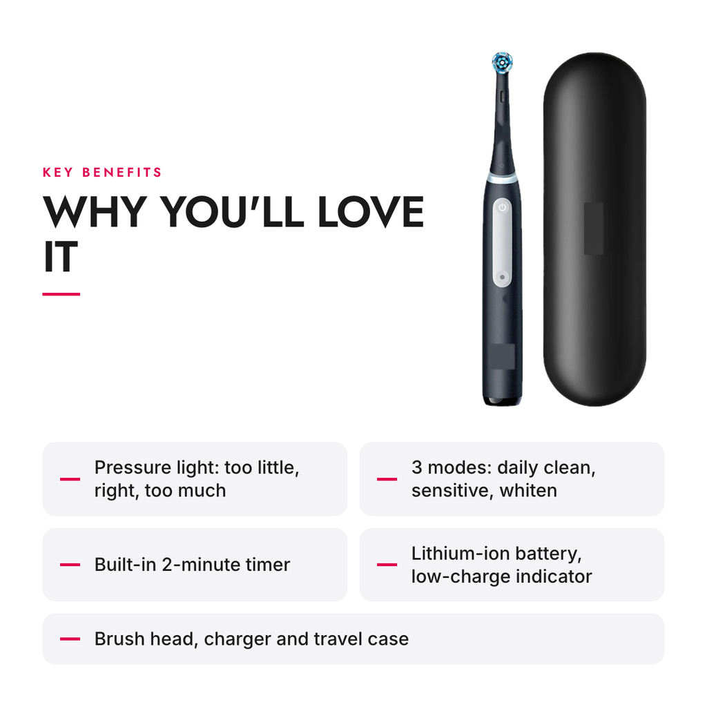 Key benefits of the Rechargeable Electric Toothbrush with 3 Modes, Pressure Sensor and Travel Case