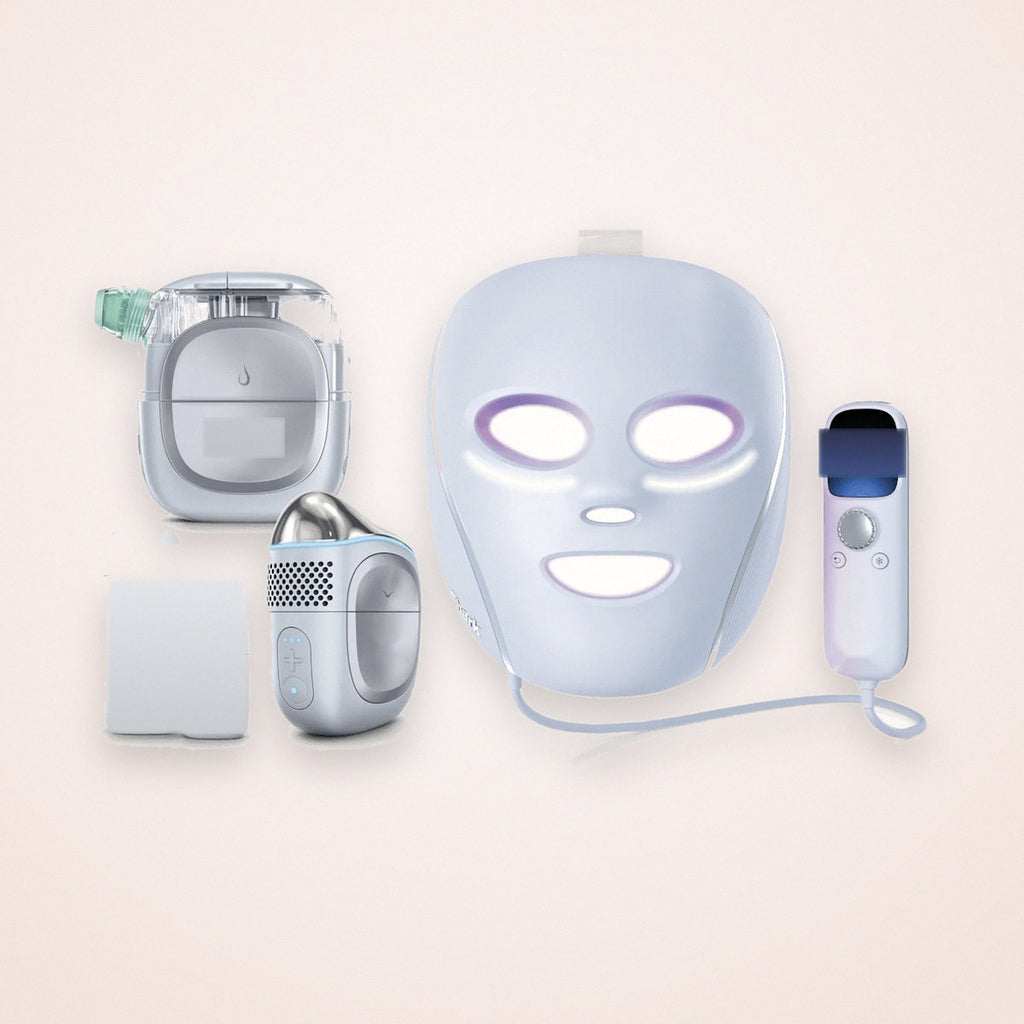 LED Face Mask with Under-Eye Cooling, At-Home Hydro Facial System & Depuffing Attachment Bundle, photo 1