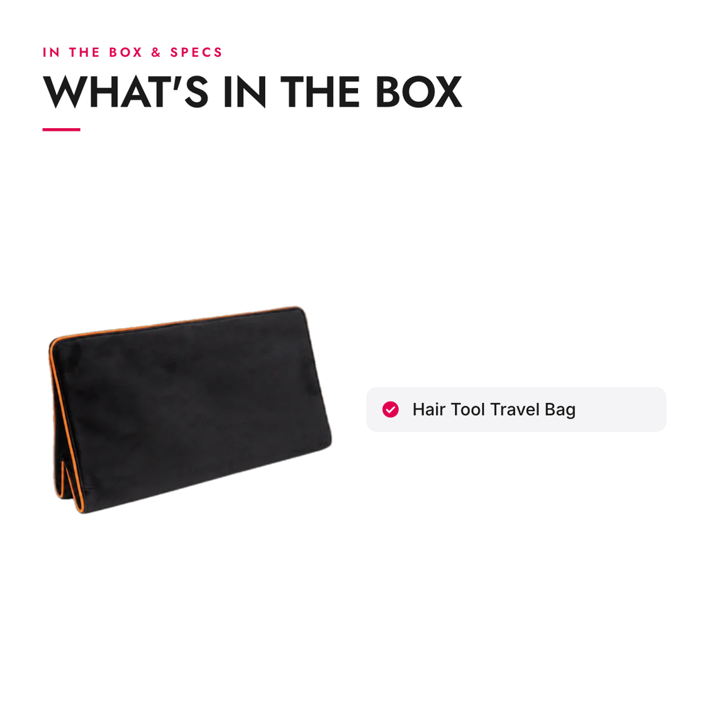 What's in the box and specifications: Hair Tool Travel Bag