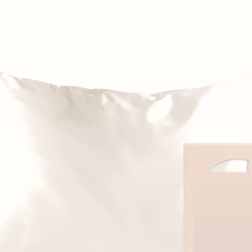 Satin Pillowcase with Zipper, Ivory, Standard/Queen, photo 3