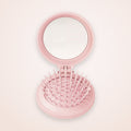 Compact Folding Mini Hairbrush with Built-In Mirror, photo 1