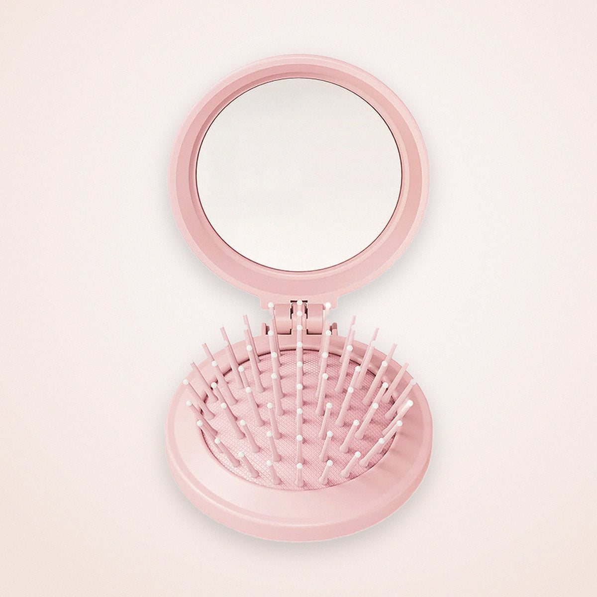 Compact Folding Mini Hairbrush with Built-In Mirror, photo 1