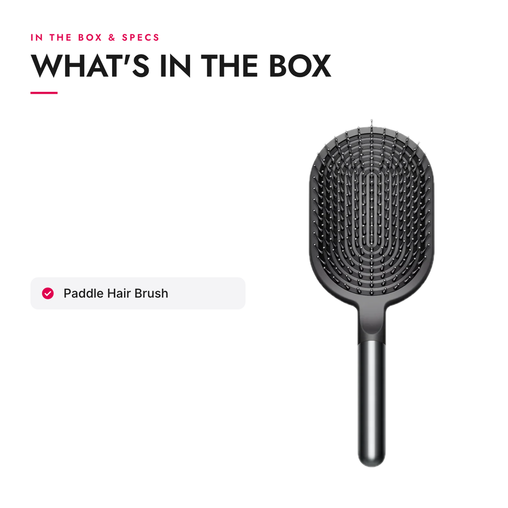 What's in the box and specifications: Paddle Hair Brush