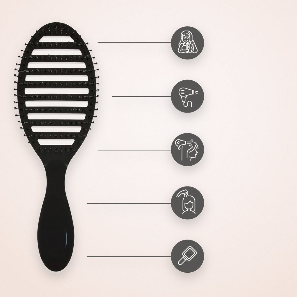 Vented Blow-Dry Hair Brush with Heat-Safe Bristles, Black, photo 5
