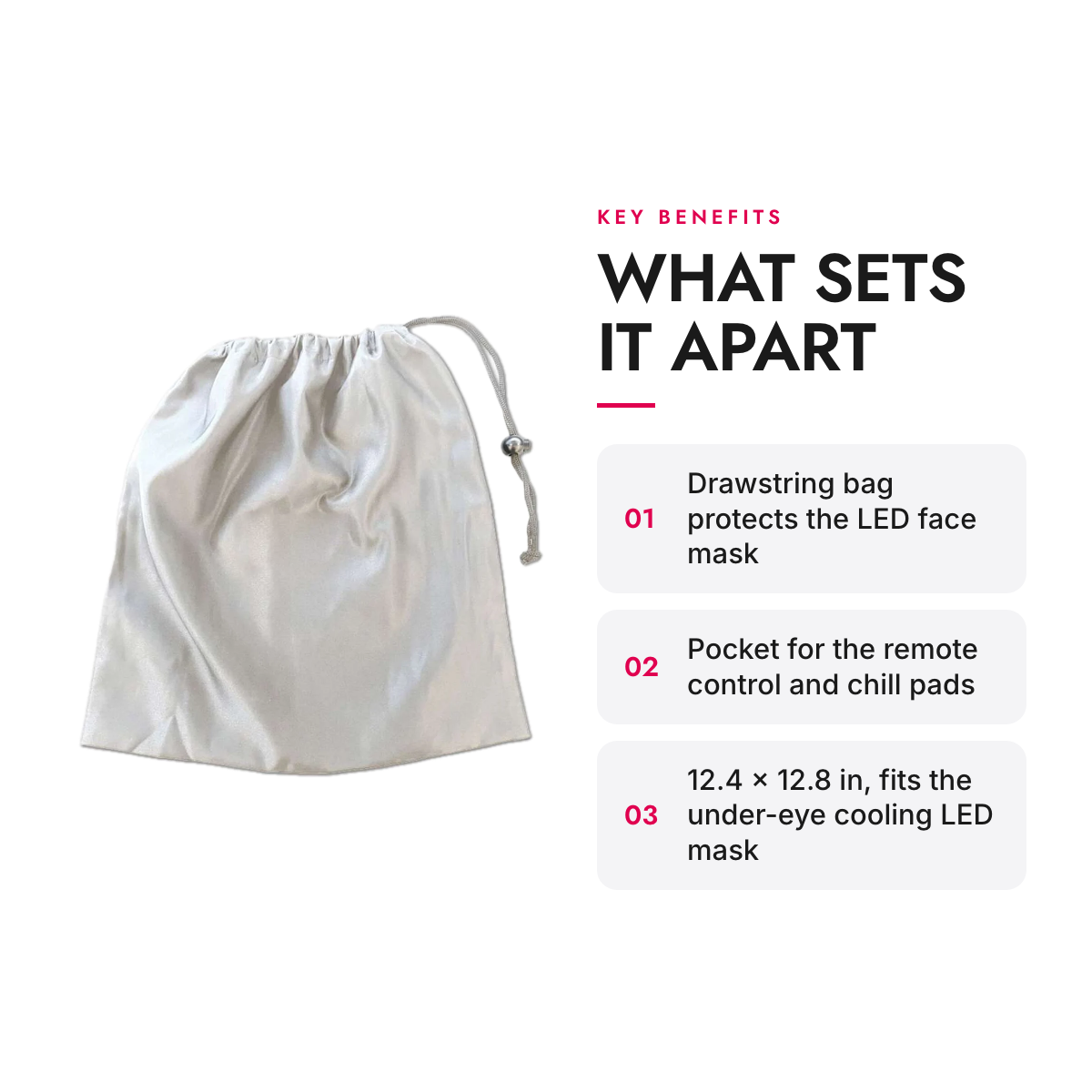 Key benefits of the Drawstring Storage Bag for LED Face Mask with Remote Pocket