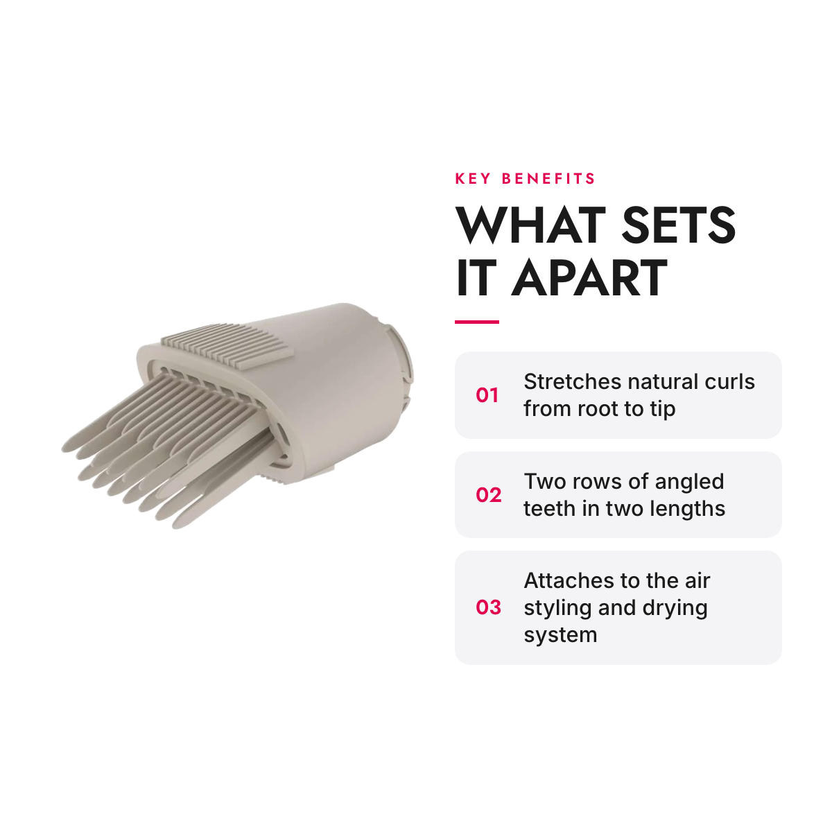Key benefits of the Wide-Tooth Comb Attachment for Curly and Coily Hair, for Air Styling System